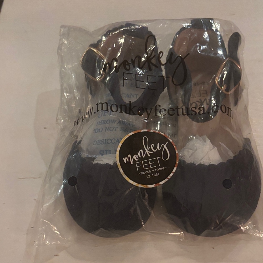NWT Monkey Feet Navy Baby Moccasins